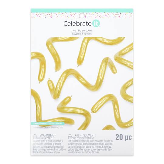 Gold Twisting Balloons by Celebrate It™ Summer, 20ct.